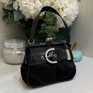 Coach - Satin Black Handbag w/ Swarovski Crystal Details - Original Dust Bag